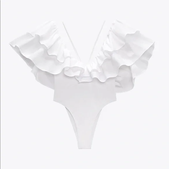Zara LARGE RUFFLE SWIMSUIT - Picture 9 of 9